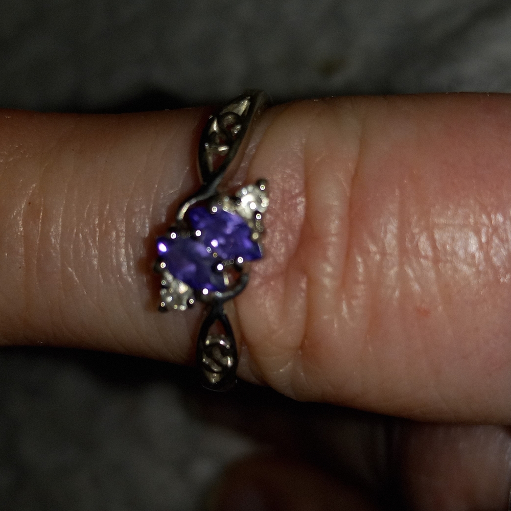 Amethyst & CZ Sterling Silver Ring